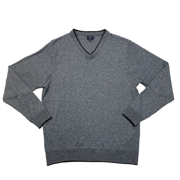 7 Diamonds Sweater Mens XXL 2XL Grey Marled Lightweight V Neck Pullover Preppy - Picture 1 of 11